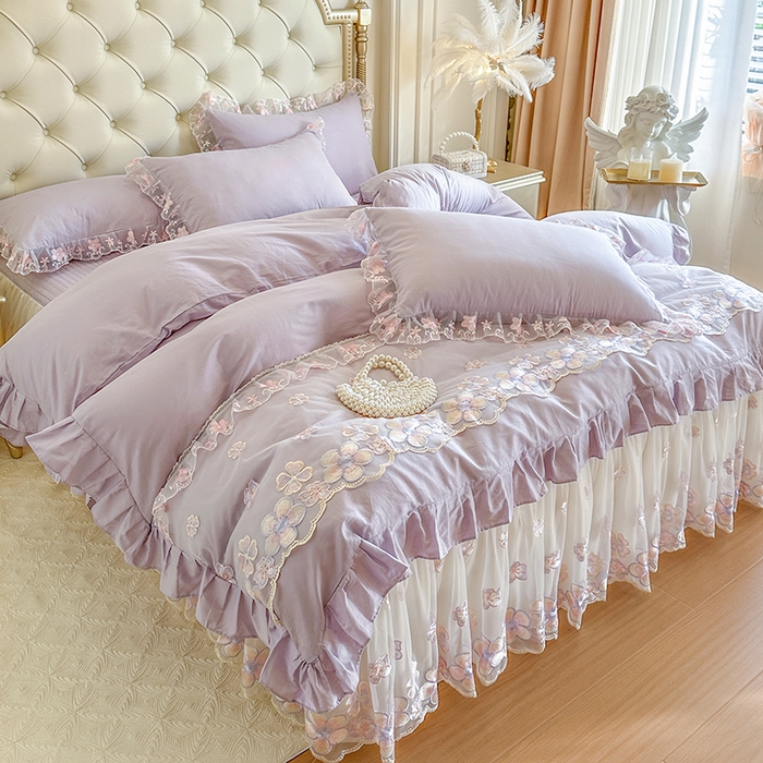 91家纺网 家纺一手货源 找家纺 （总）网红馆（ck家纺） 2026春夏新款阳光花语全棉纯棉床裙四件套