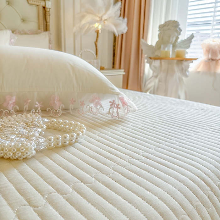 91家纺网 家纺一手货源 找家纺 网红馆（ck家纺） 2026春夏新款阳光花语全棉纯棉床裙四件套 阳光花语 米