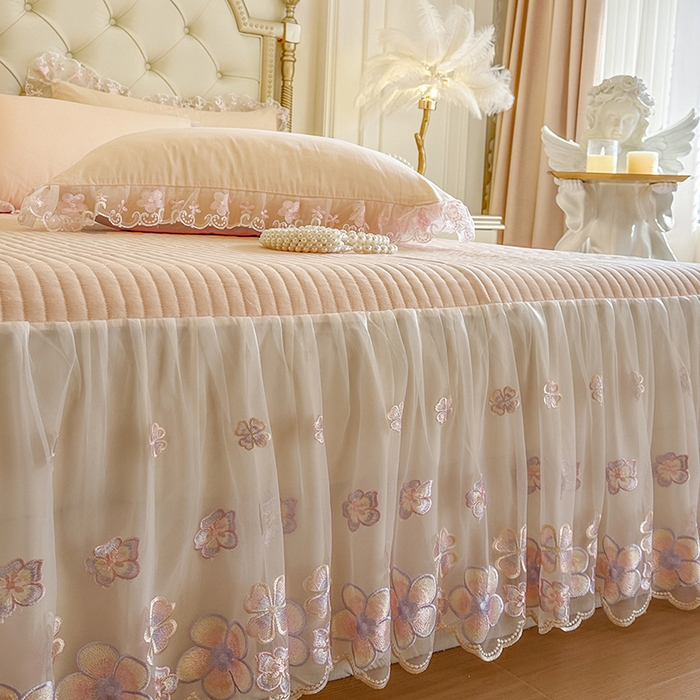 91家纺网 家纺一手货源 找家纺 网红馆（ck家纺） 2026春夏新款阳光花语全棉纯棉床裙四件套 阳光花语 玉