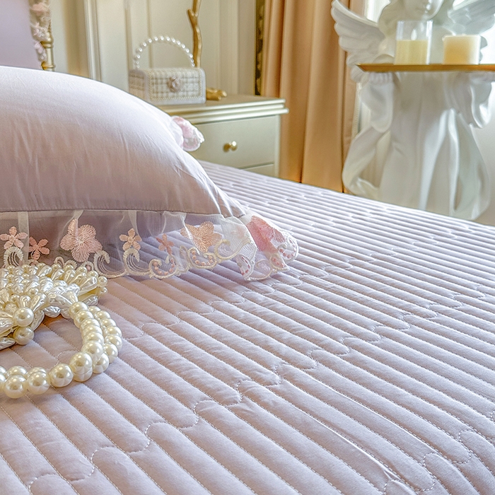 91家纺网 家纺一手货源 找家纺 网红馆（ck家纺） 2026春夏新款阳光花语全棉纯棉床裙四件套 阳光花语 紫