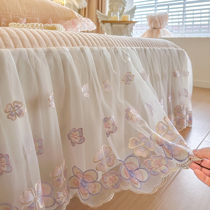 91家纺网 家纺一手货源 找家纺 网红馆（ck家纺） 2026春夏新款阳光花语全棉纯棉床裙四件套 阳光花语 玉