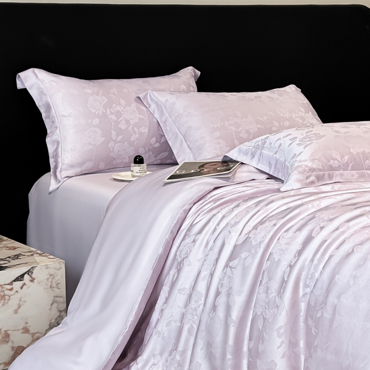 慕晨 2026新款莱赛尔提花被套四件套高级简奢款天丝4件套直播热款 落溪