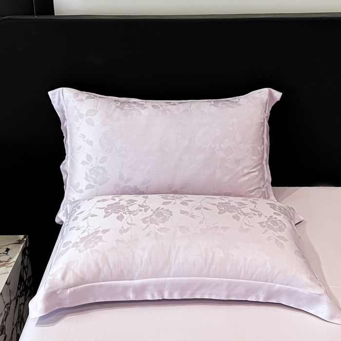 91家纺网 家纺一手货源 找家纺 慕晨 2026新款莱赛尔提花被套四件套高级简奢款天丝4件套直播热款 落溪