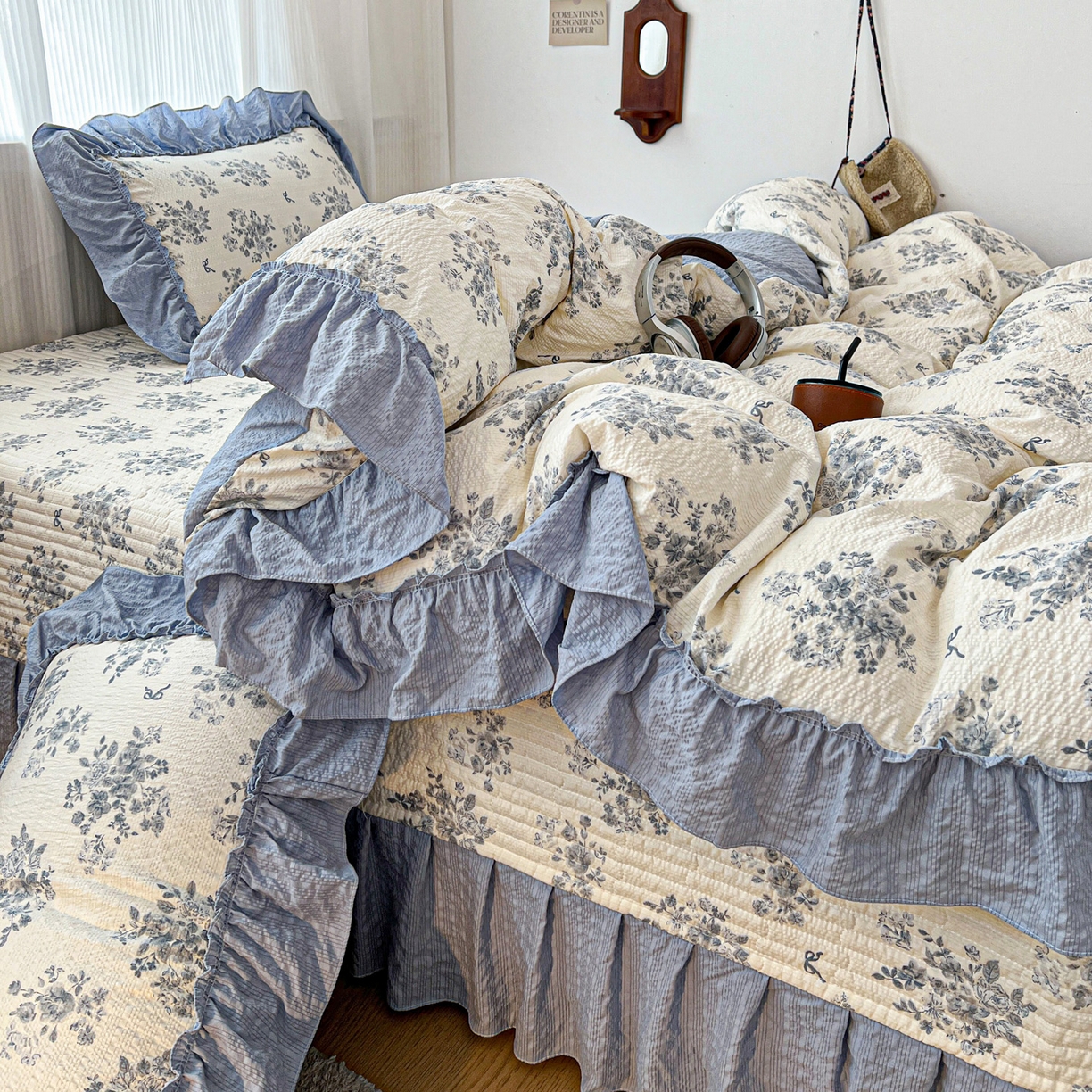 91家纺网 家纺一手货源 找家纺 元熙 2026新款泡芙纱床盖四件套 控价低于149不予供货 旧巷烟萝