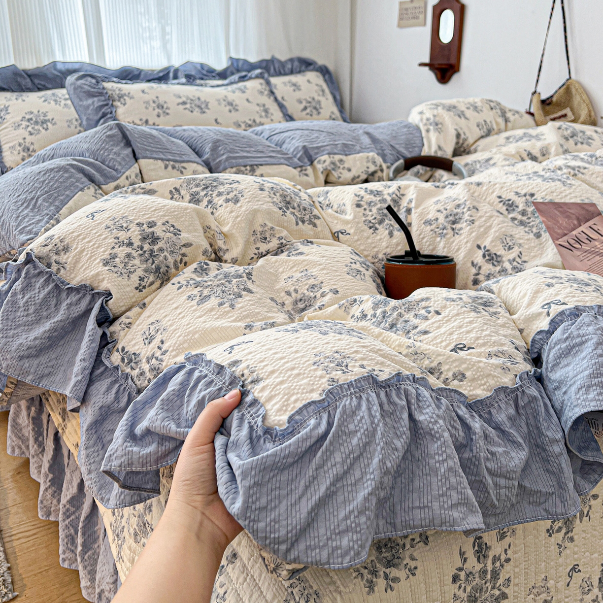 91家纺网 家纺一手货源 找家纺 元熙 2026新款泡芙纱床盖四件套 控价低于149不予供货 旧巷烟萝