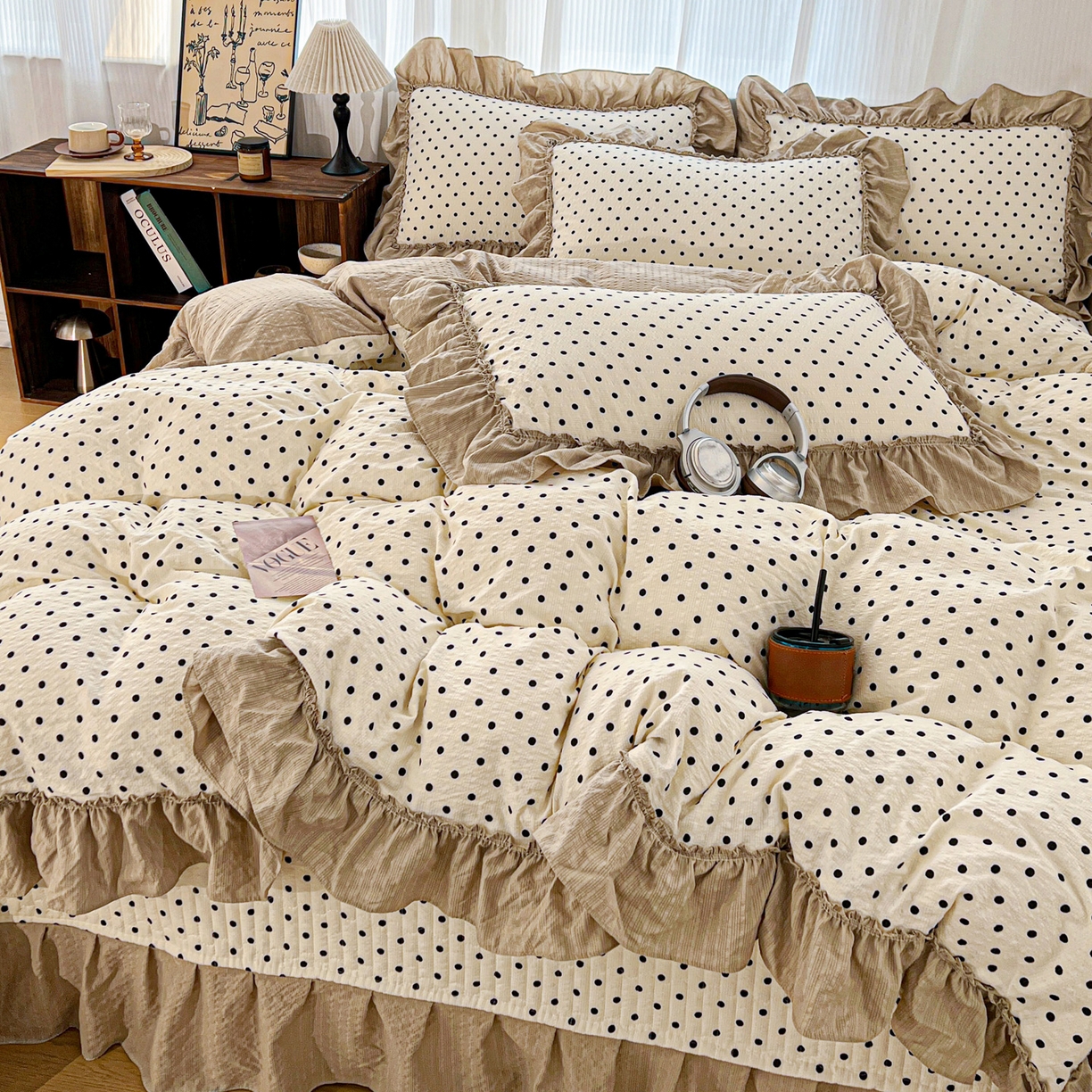 91家纺网 家纺一手货源 找家纺 元熙 2026新款泡芙纱床盖四件套 控价低于149不予供货 米雪星点