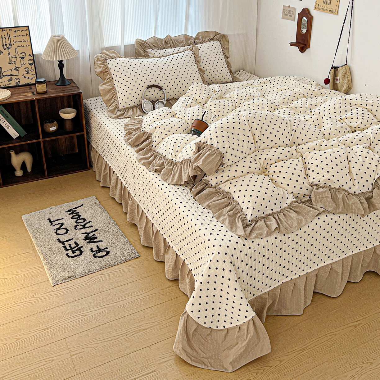 91家纺网 家纺一手货源 找家纺 元熙 2026新款泡芙纱床盖四件套 控价低于149不予供货 米雪星点