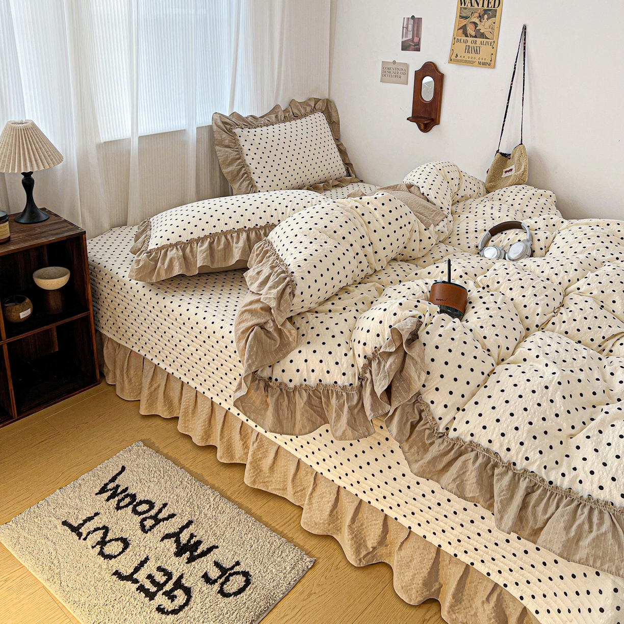 91家纺网 家纺一手货源 找家纺 元熙 2026新款泡芙纱床盖四件套 控价低于149不予供货 米雪星点