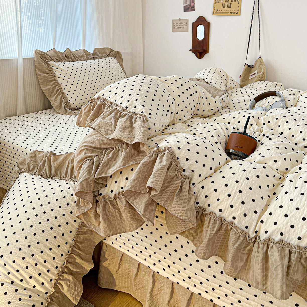 91家纺网 家纺一手货源 找家纺 元熙 2026新款泡芙纱床盖四件套 控价低于149不予供货 米雪星点