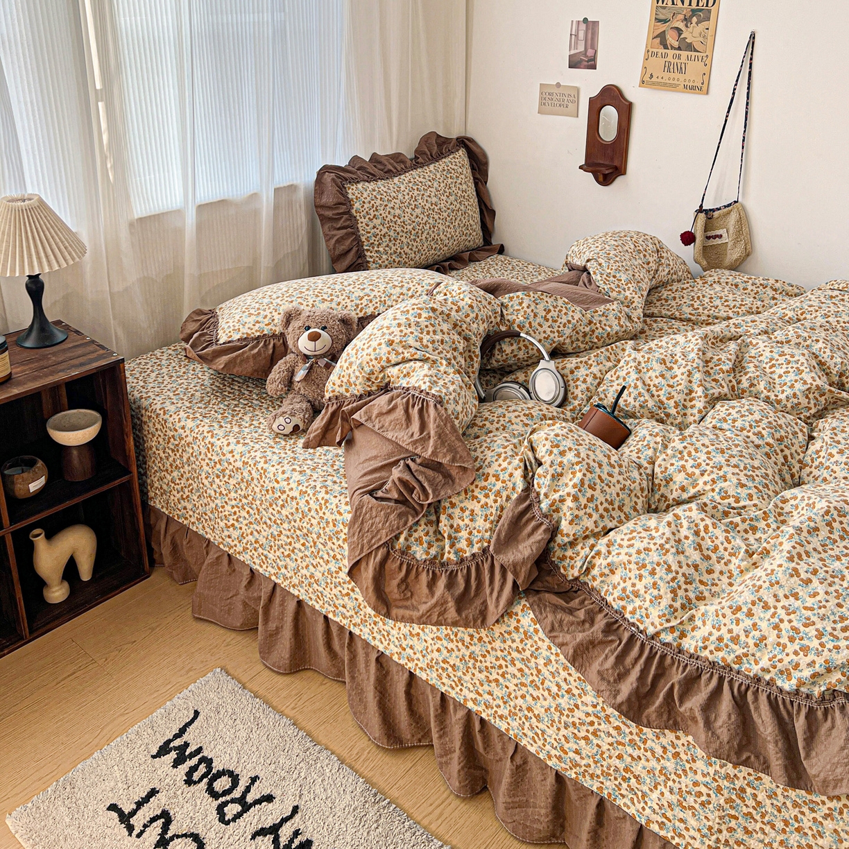 91家纺网 家纺一手货源 找家纺 元熙 2026新款泡芙纱床盖四件套 控价低于149不予供货 暖橘枝