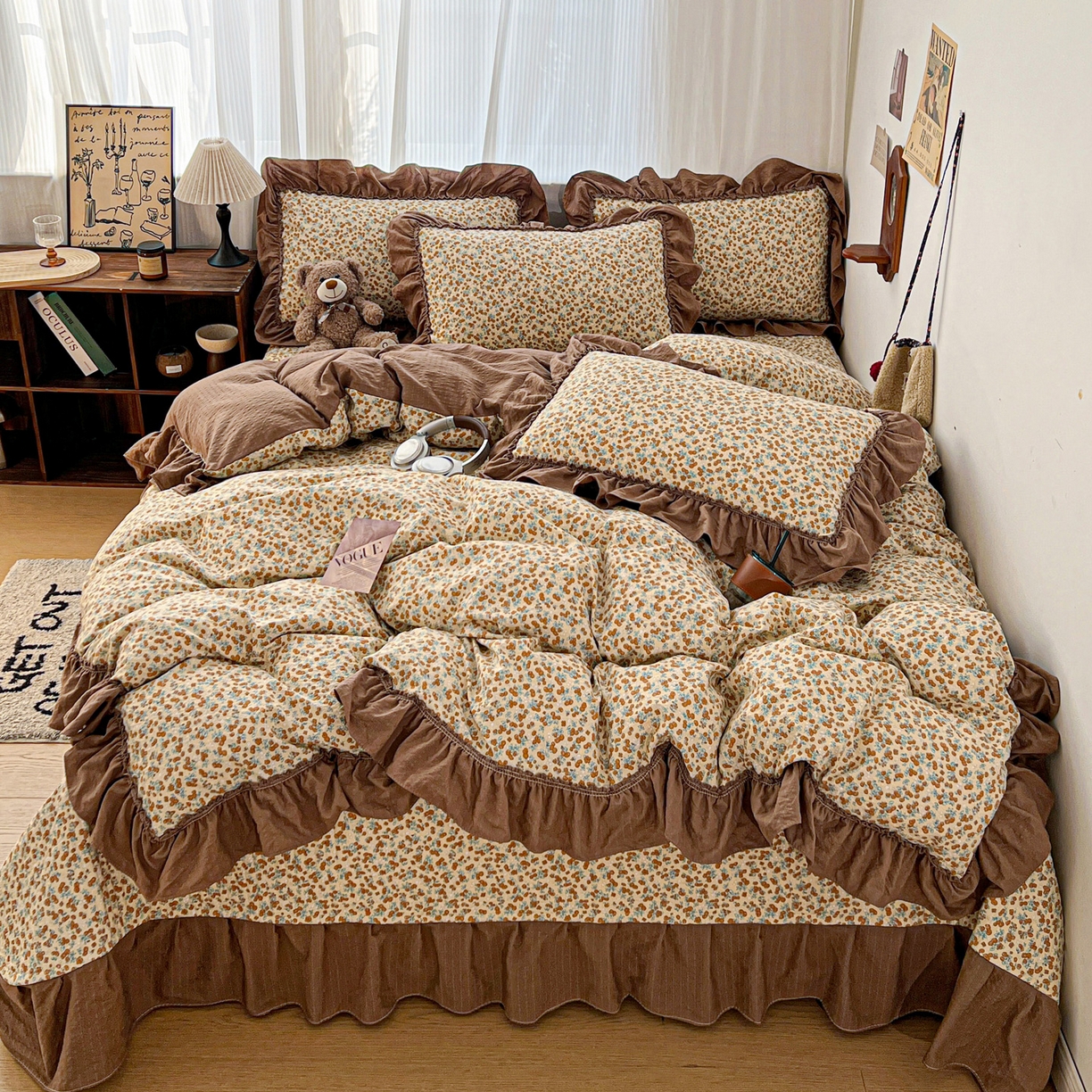 元熙 2026新款泡芙纱床盖四件套 控价低于149不予供货 暖橘枝