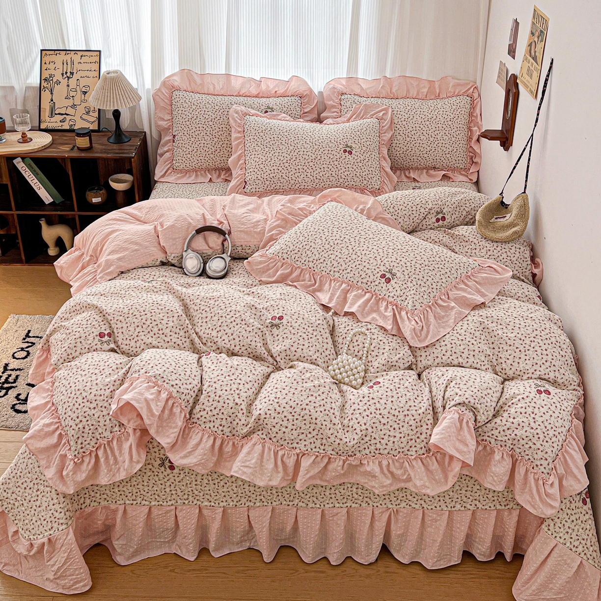 元熙 2026新款泡芙纱床盖四件套 控价低于149不予供货 草莓朵朵