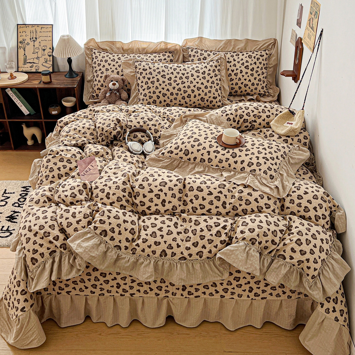 元熙 2026新款泡芙纱床盖四件套 控价低于149不予供货 咖调豹纹