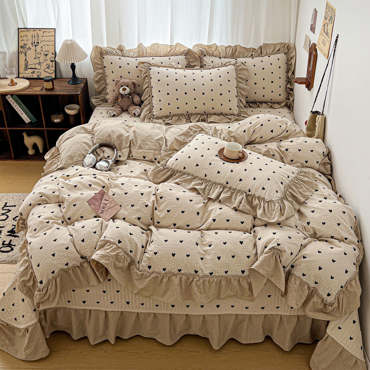 元熙 2026新款泡芙纱床盖四件套 控价低于149不予供货 甜心咖絮