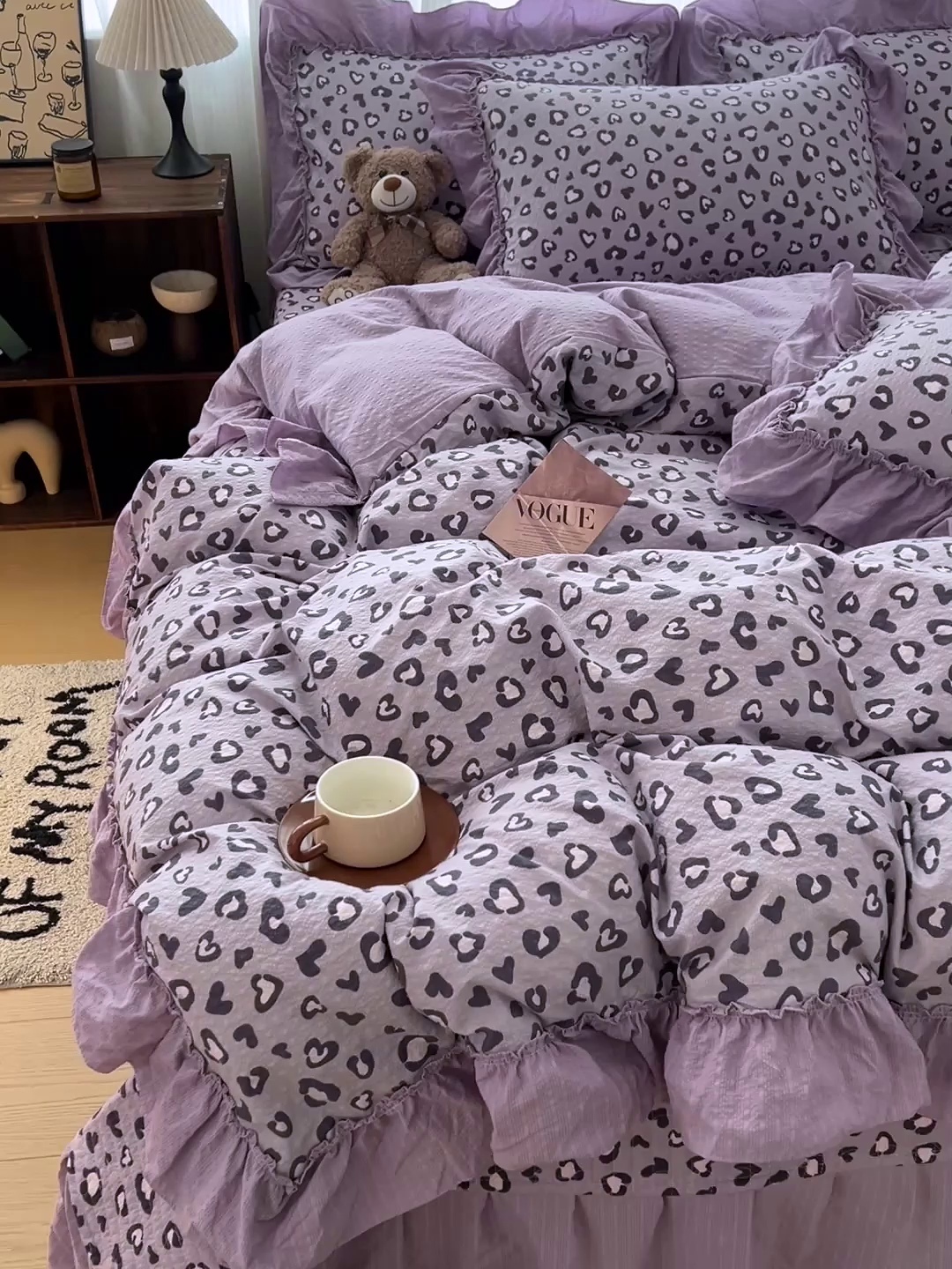 91家纺网 家纺一手货源 找家纺 元熙 2026新款泡芙纱床盖四件套 控价低于149不予供货 紫调豹纹