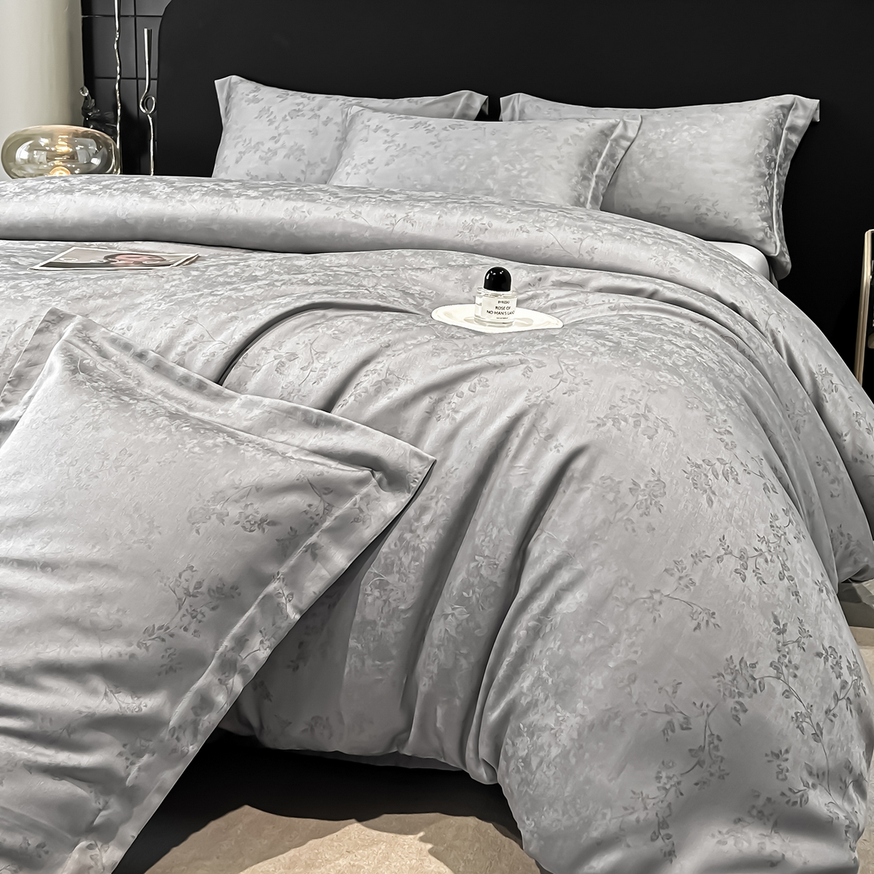 91家纺网 家纺一手货源 找家纺 慕晨 2026新款莱赛尔提花被套四件套高级简奢款天丝4件套直播热款 玛丽