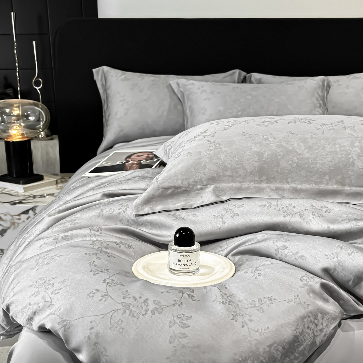 91家纺网 家纺一手货源 找家纺 慕晨 2026新款莱赛尔提花被套四件套高级简奢款天丝4件套直播热款 玛丽