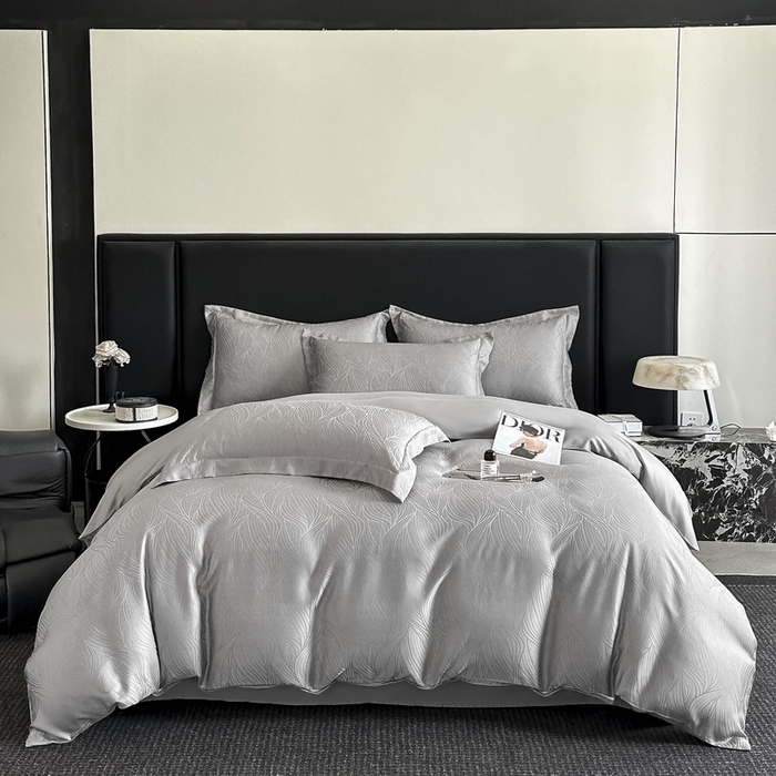 91家纺网 家纺一手货源 找家纺 慕晨 2026新款莱赛尔提花被套四件套高级简奢款天丝4件套直播热款 波雅