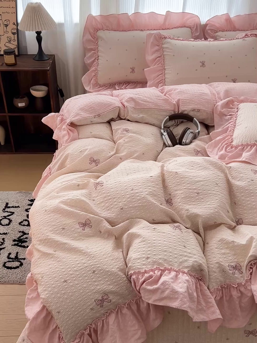 91家纺网 家纺一手货源 找家纺 元熙 2026新款泡芙纱床盖四件套 控价低于149不予供货 米底蝴蝶结