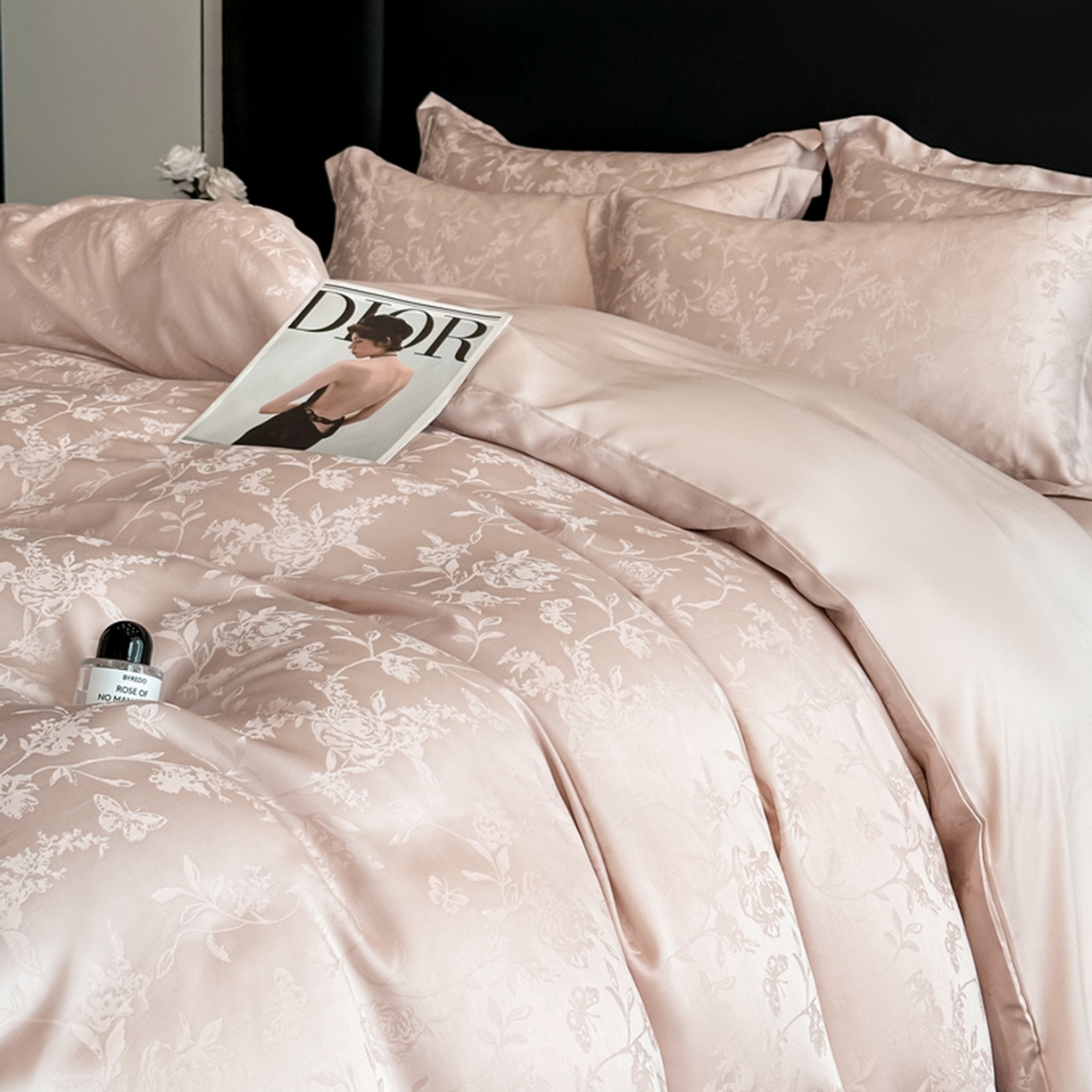 91家纺网 家纺一手货源 找家纺 慕晨 2026新款莱赛尔提花被套四件套高级简奢款天丝4件套直播热款 艾尔