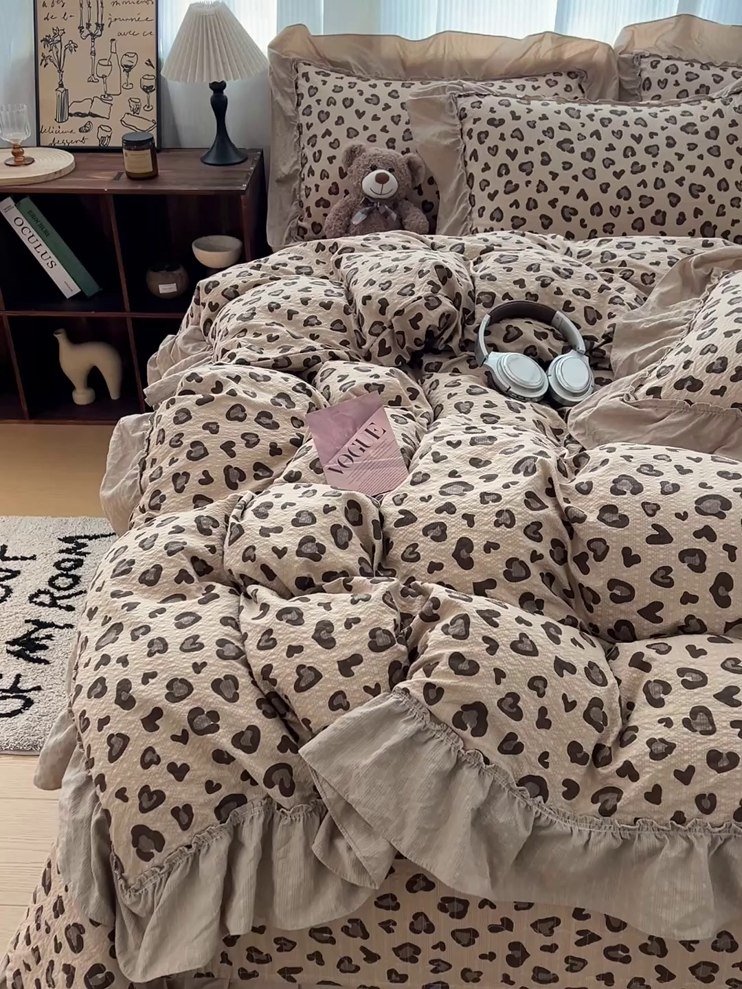 91家纺网 家纺一手货源 找家纺 元熙 2026新款泡芙纱床盖四件套 控价低于149不予供货 咖调豹纹