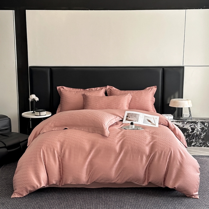 91家纺网 家纺一手货源 找家纺 慕晨 2026新款莱赛尔提花被套四件套高级简奢款天丝4件套直播热款 米娜