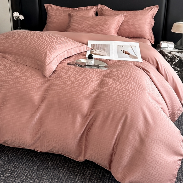 91家纺网 家纺一手货源 找家纺 慕晨 2026新款莱赛尔提花被套四件套高级简奢款天丝4件套直播热款 米娜