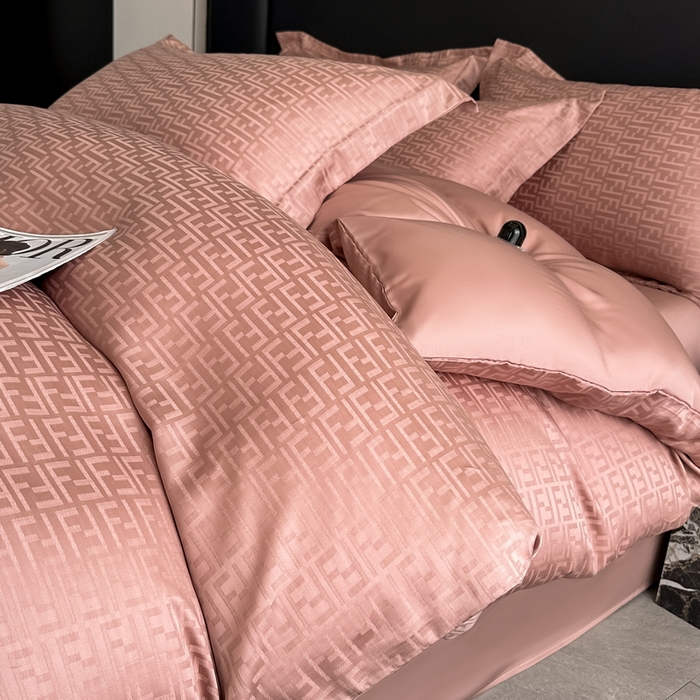 91家纺网 家纺一手货源 找家纺 慕晨 2026新款莱赛尔提花被套四件套高级简奢款天丝4件套直播热款 米娜