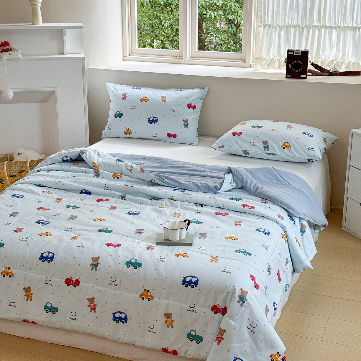 91家纺网 家纺一手货源 找家纺 梵克保罗 2026新款跑量印花款夏被被子被芯系列 萌熊车队