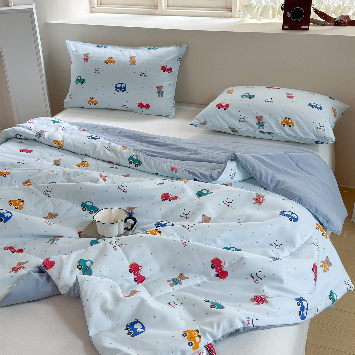 91家纺网 家纺一手货源 找家纺 梵克保罗 2026新款跑量印花款夏被被子被芯系列 萌熊车队