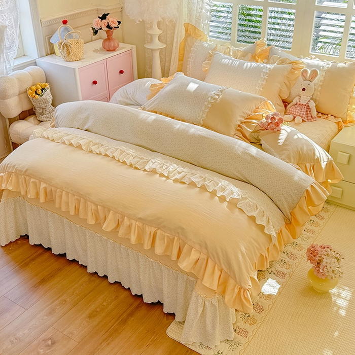 91家纺网 家纺一手货源 找家纺 （总）漫布云家纺 2026春夏新款超柔云朵棉床盖款四件套-花甜梦系列