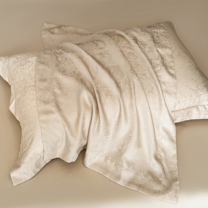 91家纺网 家纺一手货源 找家纺 慕晨 2026新款莱赛尔提花被套四件套高级简奢款天丝4件套直播热款 佩吉拉