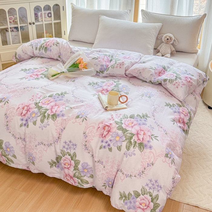 91家纺网 家纺一手货源 找家纺 （总）爱妮玖玖 2026新款小蕾丝全棉纯棉印花单层单被套被套单件单品被套