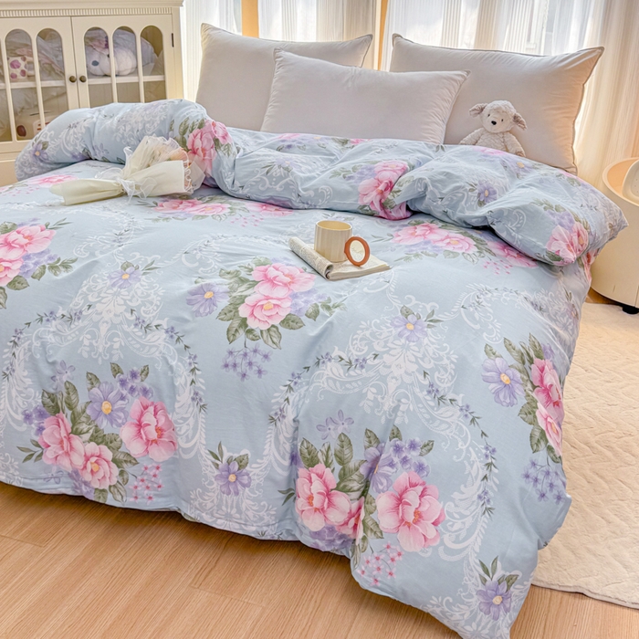 91家纺网 家纺一手货源 找家纺 （总）爱妮玖玖 2026新款小蕾丝全棉纯棉印花单层单被套被套单件单品被套