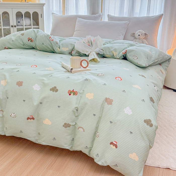 91家纺网 家纺一手货源 找家纺 （总）爱妮玖玖 2026新款小蕾丝全棉纯棉印花单层单被套被套单件单品被套