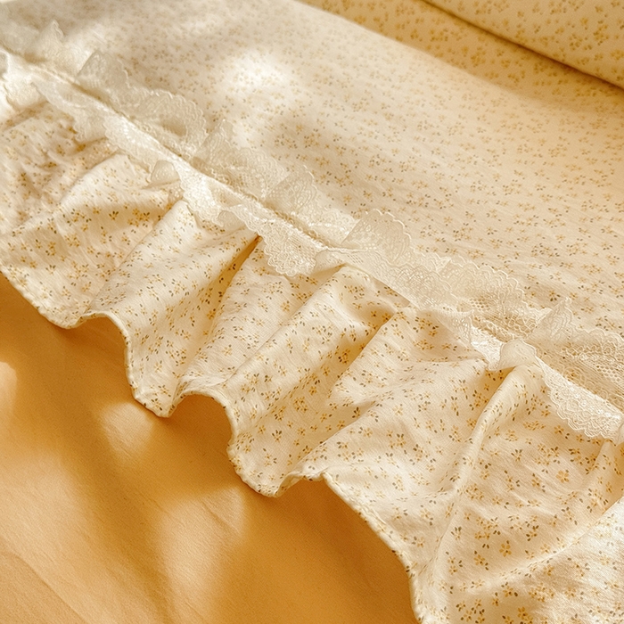 91家纺网 家纺一手货源 找家纺 漫布云家纺 2026春夏新款超柔云朵棉床盖款四件套-花甜梦系列 花甜梦-柠檬黄