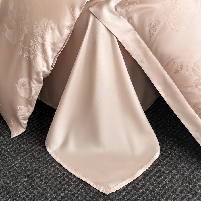 91家纺网 家纺一手货源 找家纺 慕晨 2026新款莱赛尔提花被套四件套高级简奢款天丝4件套直播热款 亚菲