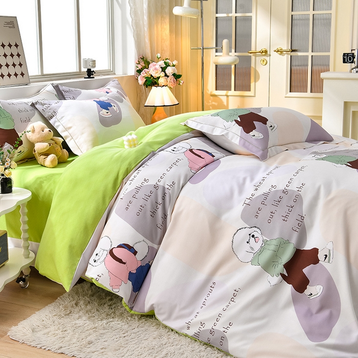 91家纺网 家纺一手货源 找家纺 董成龙 2026新款直播爆款加厚全棉活性磨毛四件套纯棉三件套 卡通-班尼