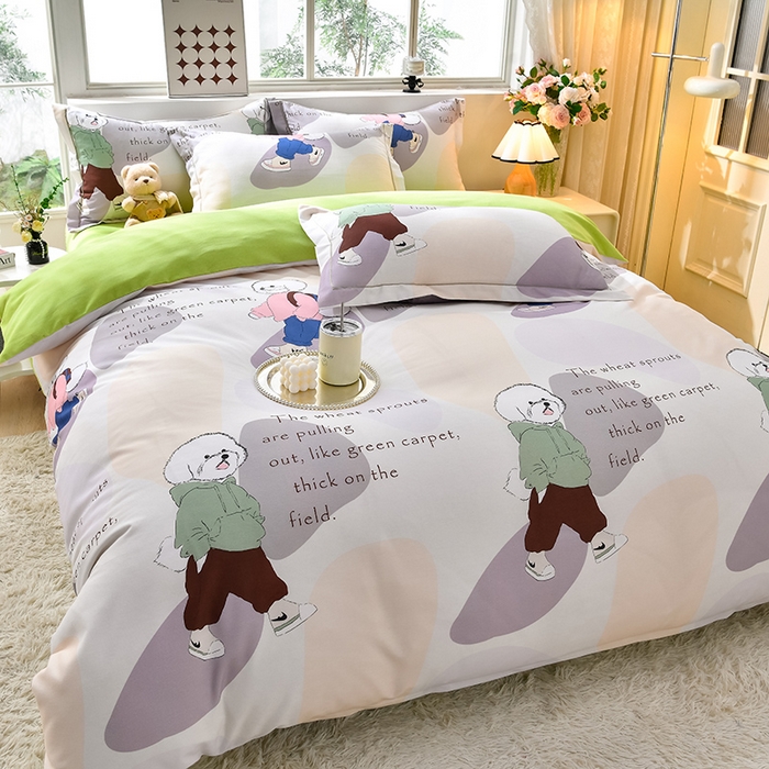 91家纺网 家纺一手货源 找家纺 董成龙 2026新款直播爆款加厚全棉活性磨毛四件套纯棉三件套 卡通-班尼