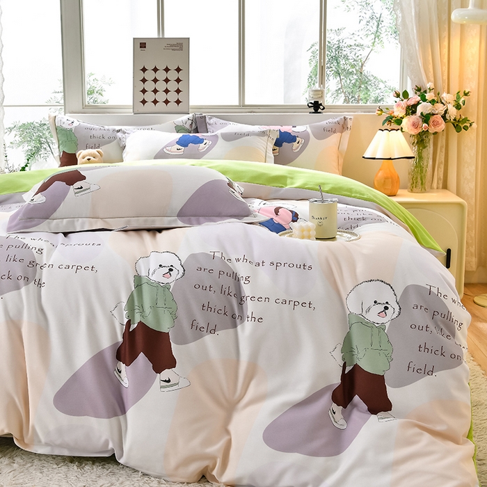 91家纺网 家纺一手货源 找家纺 董成龙 2026新款直播爆款加厚全棉活性磨毛四件套纯棉三件套 卡通-班尼