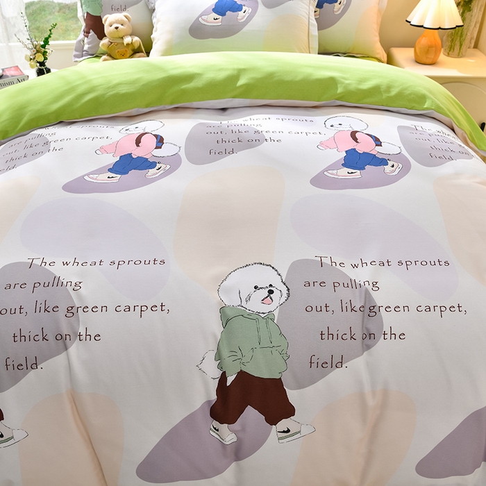 91家纺网 家纺一手货源 找家纺 董成龙 2026新款直播爆款加厚全棉活性磨毛四件套纯棉三件套 卡通-班尼