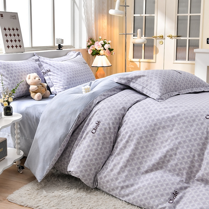 91家纺网 家纺一手货源 找家纺 董成龙 2026新款直播爆款加厚全棉活性磨毛四件套纯棉三件套 昔城-灰