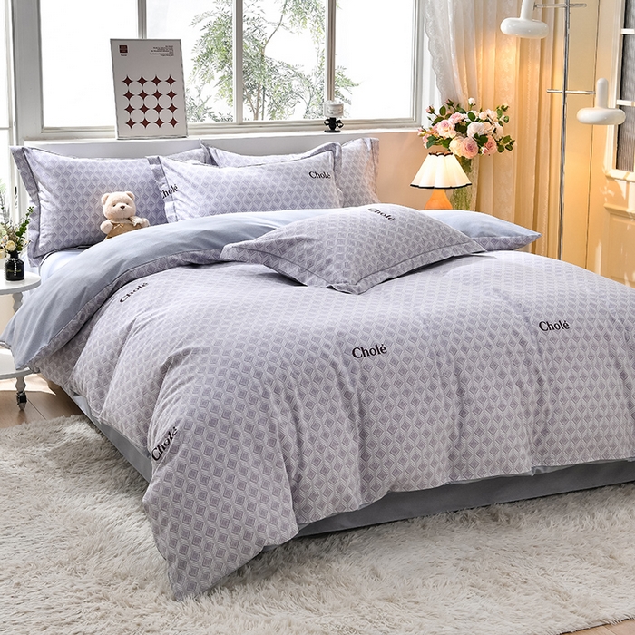 91家纺网 家纺一手货源 找家纺 董成龙 2026新款直播爆款加厚全棉活性磨毛四件套纯棉三件套 昔城-灰