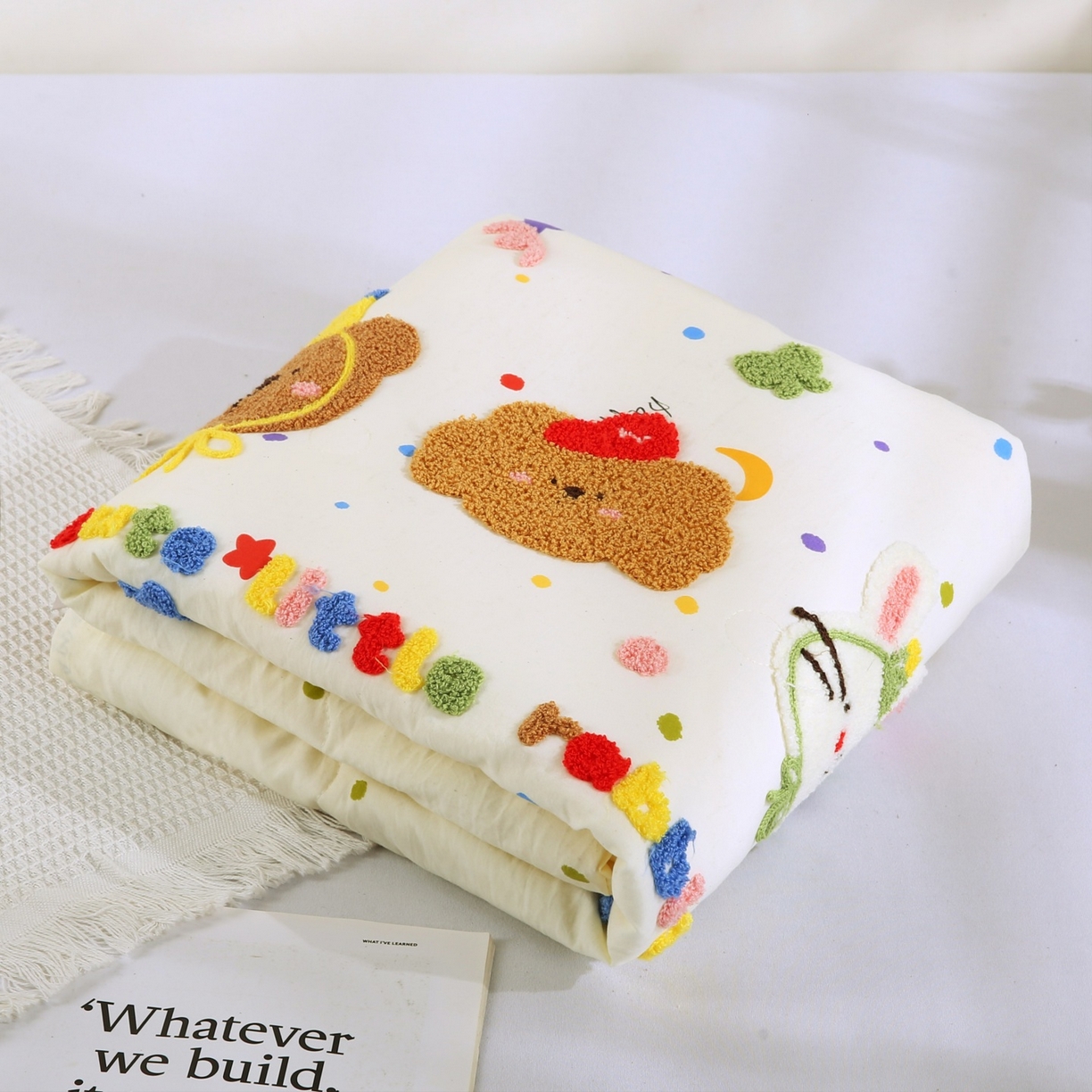 91家纺网 家纺一手货源 找家纺 梵克保罗 2026新款儿童场景毛巾绣超柔水洗棉夏被系列 萌趣混搭