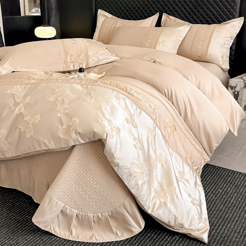 91家纺网 家纺一手货源 找家纺 （总）首尔家纺 2026春夏新款水洗真丝金丝浮雕提花绣花床盖款床单款四件套