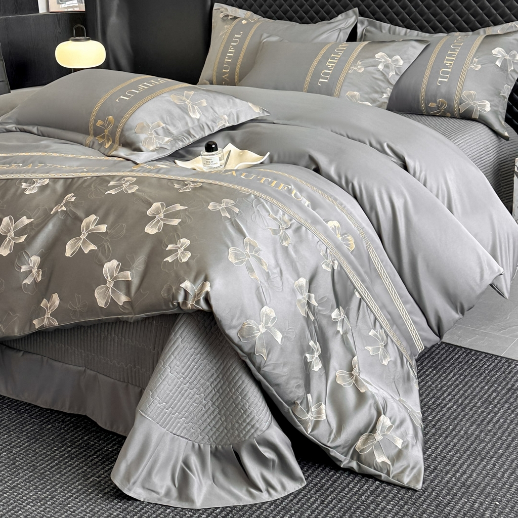 91家纺网 家纺一手货源 找家纺 （总）首尔家纺 2026春夏新款水洗真丝金丝浮雕提花绣花床盖款床单款四件套