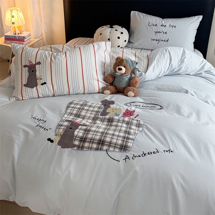 91家纺网 家纺一手货源 找家纺 （总）暖生活 2026新款全棉色织贴布绣四件套