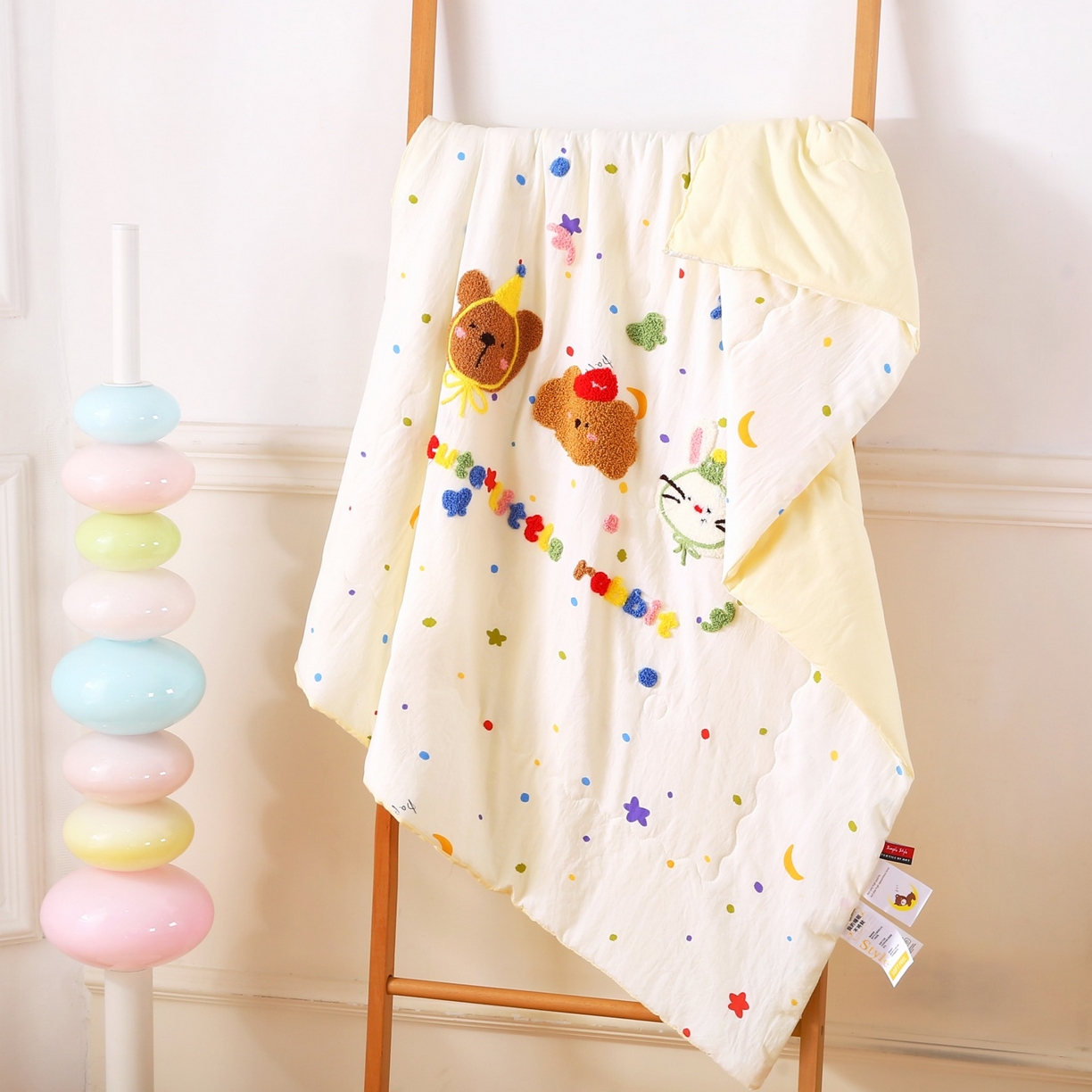 91家纺网 家纺一手货源 找家纺 梵克保罗 2026新款儿童场景毛巾绣超柔水洗棉夏被系列 萌趣混搭