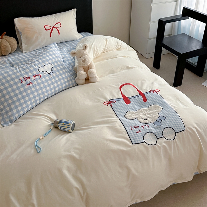 91家纺网 家纺一手货源 找家纺 （总）暖生活 2026新款全棉色织贴布绣四件套