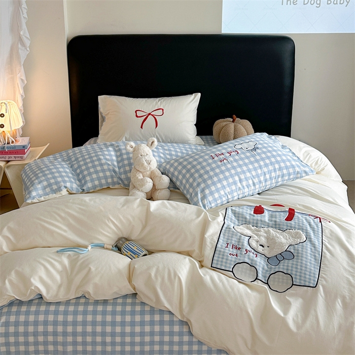 91家纺网 家纺一手货源 找家纺 （总）暖生活 2026新款全棉色织贴布绣四件套